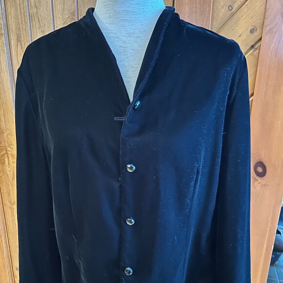 Talbots Black Velvet Jacket Size 16 Crystal Buttons Holiday Party Boho Witch - Picture 3 of 5